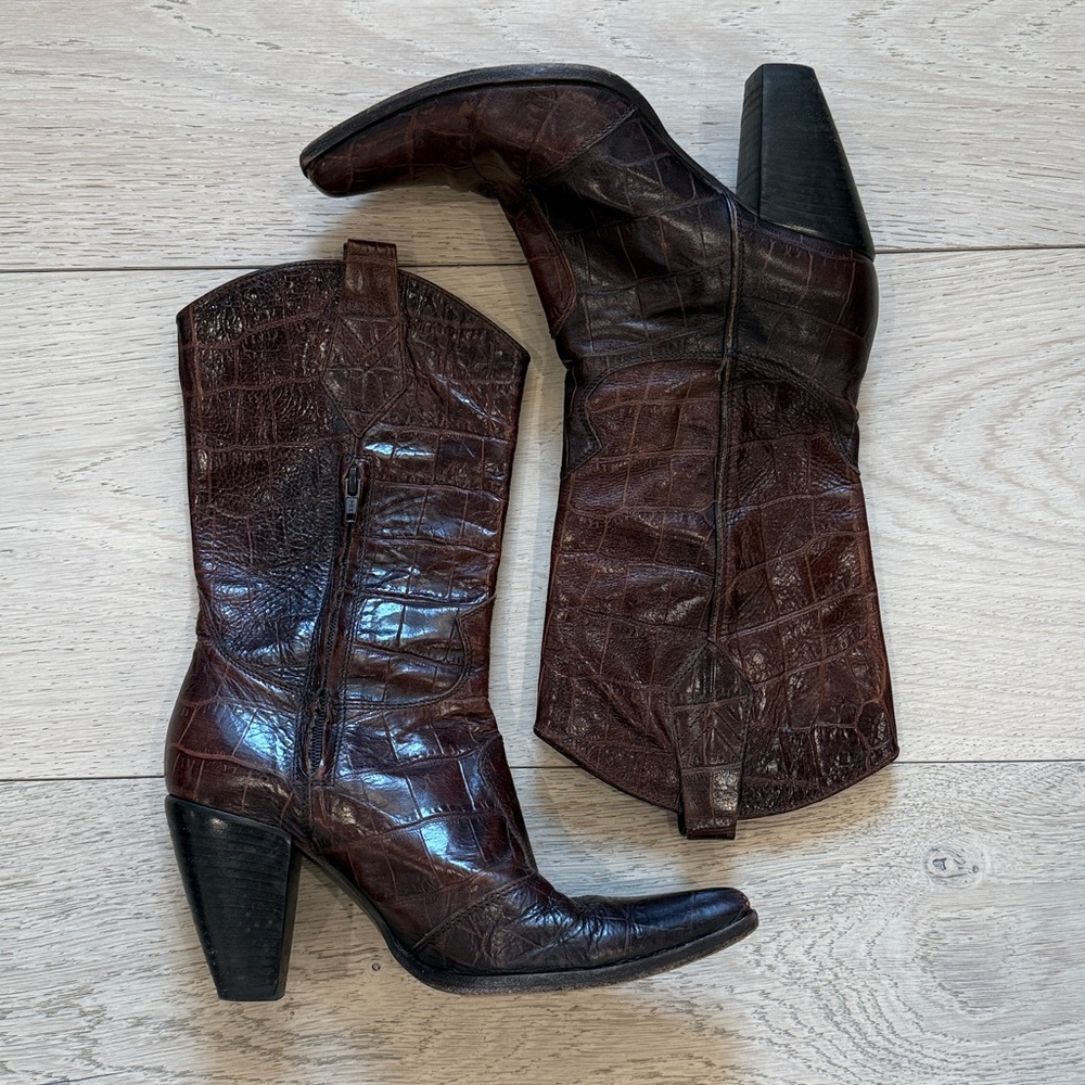 Ororo Genuine Leather Midi Boot in Size 37.5 (Fits Like US W8)